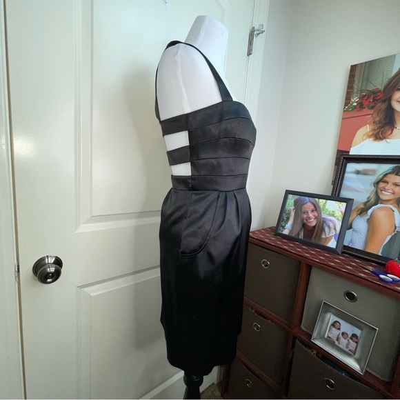 Hailey Logan by Adrianna Papell Black Satin Cut Out Mini Dress - Picture 4 of 16